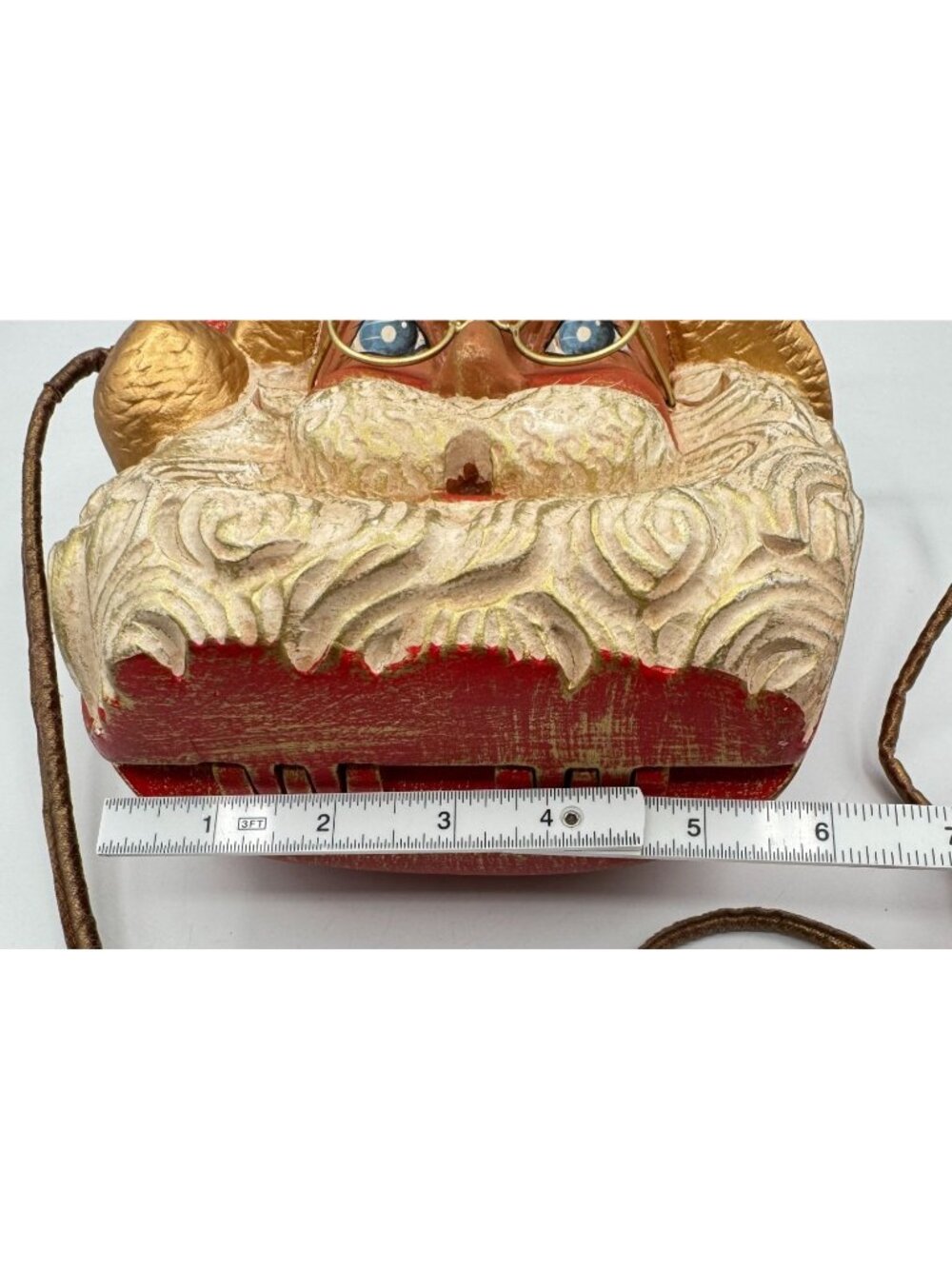Hand-Carved Santa Claus Wooden Handbag By Timmy Woods Beverly Hills - Picture 12 of 13